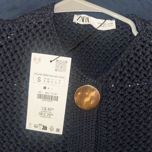 Zara Blue Button Down Vest
